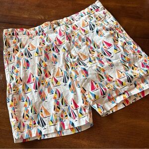 Club Room Nautical Sailing Shorts Mens Sz 38W Multi Color Sail Boats